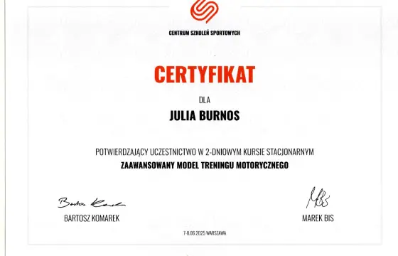 Certyfikat Psychologii Sportu